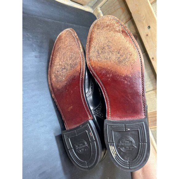 Vintage Florsheim Imperial Mens Black Leather Wingtip Oxford Dress Shoes 9.5 B - Picture 9 of 11
